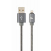 Gembird Premium spiral metal 8-pin charging and data cable, 2m, metallic-grey CC-USB2S-AMLM-2M-BG