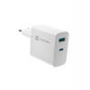UUniverzální USB nabíječka Natec RIBERA GaN 1X USB-A + 1X USB-C 65W, Bílá (NUC-2144)