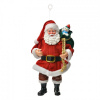 Clayre & Eef Červená závesná vianočná dekorácia Santa Claus držiaca vrece - 10*6*17 cm - Clayre & Eef