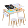 SucceBuy Hrací stôl 81,5×60×50,5CM s 2 stoličkami a 2 obojstrannými doskami