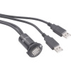 TRU COMPONENTS USB-06-BK Dvojitá zásuvka USB 2.0 zásuvka, vstavateľná, adaptér 2 x USB konektor typu A až 2 x USB konektor typu A s káblom 60 cm Množstvo: 1 ks; 1229322