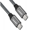 PremiumCord Kábel USB-C M/M, 100W 20V/5A 480Mbps bavlnený oplet, 0,5m ku31cw05