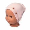Baby Nellys Rebrovaná čiapka Hviezdičky - púdrová 80-86 (12-18m)