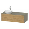 DURAVIT White Tulip závesná skrinka pod umývadlo na dosku vľavo, 2 zásuvky, 1300 x 550 x 408 mm, dub prírodný masív/kameňovo šedá vysoký lesk, WT4987LH5H2