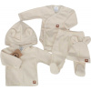 Sada do pôrodnice 4D, rebrovaná, body, polodupačky, kabátik a čiapočka, ecru, veľ. 62 Z&Z