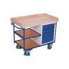 Dielenský vozík, 3 odkladacie plochy, pracovná plocha z bukovej preglejky, 4 zásuvky