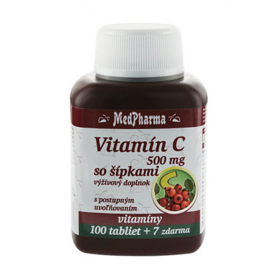 MEDPHARMA Vitamín C 500 mg so šípkami 100 + 7 tabliet ZADARMO - MedPharma Vitamín C 500 mg so šípkami 107 tabliet