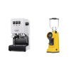 Gaggia New Classic EVO, white + Eureka Helios 65, yellow