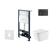 kielle Genesis New - Set predstenovej inštalácie, klozetu Arkas I, Vortex Rimless+, dosky softclose a tlačidla Gemini New I, matná čierna 30528SS75