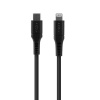 Dlhý nabíjací a dátový kábel FIXED Liquid Silicone s konektormi USB-C/Lightning a podporou PD, 2 m, MFI, čierny