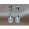 Strieborné náušnice s perlou a zirkónmi napichovacie PE777B