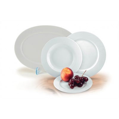 Plytký tanier, porcelán, 24 cm, 6 ks, ROTBERG, Basic, biely