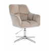 LuxuryForm DESIGN Kozmetické kreslo AMALFI VELUR na striebornom kríži - latte