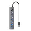 Adaptér Orico CL7U USB-C na 7x USB 3.0 rozbočovač (sivý) CL7U-U3-10-GY-BP-IP