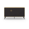 Nízka komoda v dekore duba v čierno-prírodnej farbe 140x79 cm Nola – Marckeric