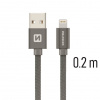 Dátový kábel Swissten Textile USB / Lightning 0,2 m šedý 71523102