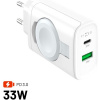 FIXED Power Socket GaN nabíjačka USB-A/USB-C a nabíjačkou pre Apple Watch biela FIXC33-CUW-WH