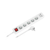 Rebel Predlžovací kábel 5 x zásuvka + 2 x USB + vypínač, 1,5 m, biely