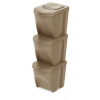 PROSPERPLAST Sada 3 odpadkových košov SORTIBOX ECO WOOD naturo 3 x 25 l