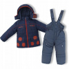 Detská kombinéza - Zimné kombinézy teplé hrubé izolované bunda a nohavice manžety 116 NARY, oranžová, šedá (116/122 Fat Warm Winter Suit)