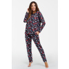 Italian Fashion Vianočné dámske pyžamo Italian Fashion Cookies mega soft tmavomodré, Veľkosť S, Farba tmavomodrá