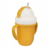 Canpol hrnček so silikónovou slamkou 210 ml Matt Yellow
