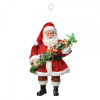 Clayre & Eef Červená závesná vianočná dekorácia Santa Claus držiaca girlandu - 10*6*17 cm - Clayre & Eef