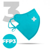 Nanolab 3 x Český bezpečný nano respirátor FFP3 modrý Možnosť: medi (logo křížek)