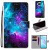 Peňaženkové kožené puzdro DRAWING na Xiaomi Mi 10T Lite 5G - Purple Green Starry Sky