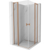 Mexen, Mexen Mist L Duo sklápací sprchový kút 120 x 120 cm, transparentný, brúsená meď - 8A4L-120-120-65-00