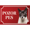 Karelský medvedí pes - Kovová tabuľka POZOR PES