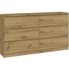 Topeshop Malwa Dresser 138 x 40 x 77 cm dubový remeselník (Veľký komoda Malwa M6 140 cm 6 zásuviek dubový remeselník)