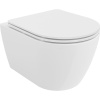 Mexen Carmen, závesná WC misa 490x365x340 mm, Rimless Tornádo + WC sedadlo z duroplastu, biela lesklá, 30880300T