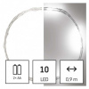 LED vianočná nano reťaz strieborná, 0,9 m, 2x AA, vnútorná, studená biela, časovač