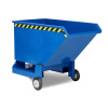 Výklopný vozík z ocele, s kolieskami, objem 800 litrov, modrý