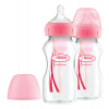 DR.BROWN'S Fľaša dojčenská Anti-colic Wide-Neck 2x270ml, ružová