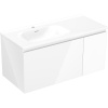 Mexen Orio, kúpeľňová skrinka 100 cm s umývadlom Vela vľavo, 1S, 1D, biela lesklá, 91A13-10047-3-BBFF00-W23L00