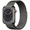 Apple Watch Series 8 GPS + Cellular 45mm Graphite Stainless Steel Case with Graphite Milanese Loop mnkx3cs/a