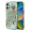 Guess IML kvetinový kryt s kruhom a MagSafe na iPhone 16 Plus (GUHMP16MHFWBDCEN) - zelený KF2340672