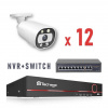 Techage IP – 12 kamerový set 5 MP BULLET-WLI + SWITCH