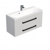 Swiss aqua technologies Koupelnová skříňka s černou úchytkou a umyvadlem SAT Cube Way 100x53x40 cm bílá lesk lesk/mat CUBE2C100ZBL