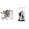 Rocket Espresso Appartamento, white, walnut + Eureka Mignon Perfetto, CR chrome
