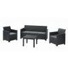 KETER EMMA 3 SEATER SOFA SET SMOOTH ARMS WITH CLASSIC TABLE antracit/sivá