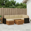 Rohová sofa sada 7 pcs Přirozená a Béžová Masivní akátové dřevo 3384604