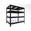 Kovový regál Biedrax 60 x 120 x 90 cm, čierny, 4 police plech zinok, nosnosť 150 kg na policu