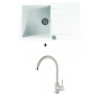 Alveus CADIT 20 SET kuchynský granit. drez so sifónom 79x50 + batéria ROXA - White CADIT20G11+ROXA11