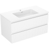 Mexen Rivel kúpeľňová skrinka 90 cm s umývadlom Otis, 2 zásuvky, ryhovaná, biela mat - 91A20-09047-2-BFF01-W18M01