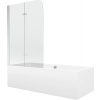 Mexen Cube obdĺžniková vaňa 180 x 80 cm s plášťom a 2-listovou zástenou 100 cm, transparentná, chróm - 550518080X9010020100