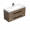 Swiss aqua technologies Koupelnová skříňka s černou úchytkou a umyvadlem SAT Cube Way 100x53x40 cm dub Wellington mat CUBE2C100ZDW