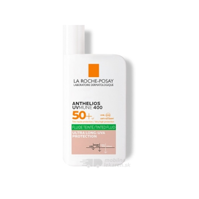 LA ROCHE-POSAY ANTHELIOS UVMUNE 400 SPF50+ FLUID tónovaný fluid s ochranným faktorom, pre citlivú mastnú pleť 1x50 ml